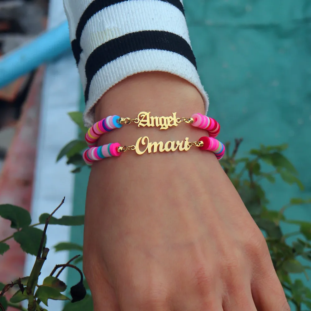 Stainless Steel Name Bracelet For Girl Women Personalized Nameplate Rainbow Beads Chain Bracelets Custom Jewelry Bracciale Uomo
Stainless Steel Name Bracelet For Girl Women Personalized Nameplate Rainbow Beads Chain Bracelets Custom Jewelry Bracciale Uomo