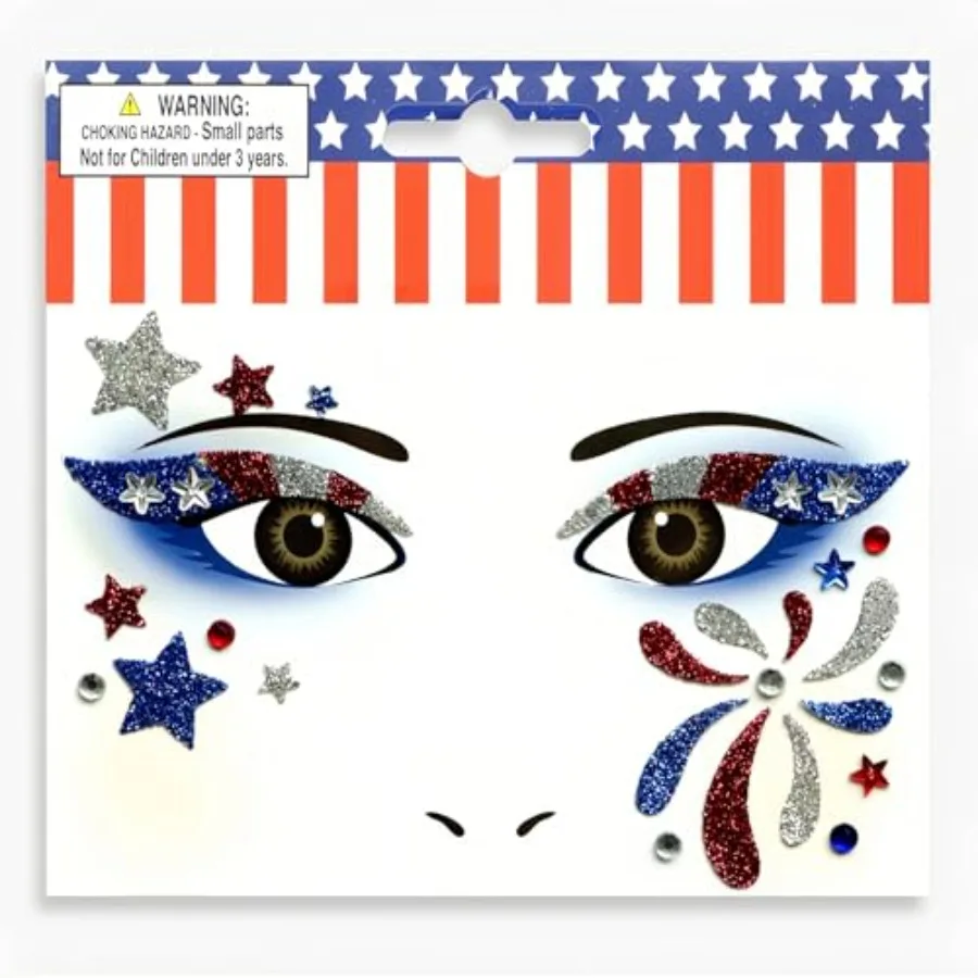 2 Sheets USA Flag and Stars Glitter Face Tattoo Jewelry, 4th of July Celebration Face Gems with Assorted Designs, Sparkle Red B
2 Sheets USA Flag and Stars Glitter Face Tattoo Jewelry, 4th of July Celebration Face Gems with Assorted Designs, Sparkle Red B