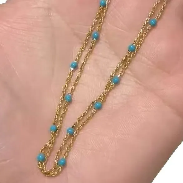 Dropshipping Ins Style Gold Rope Chain Turquoise Bead Necklace for Women Men Natural Blue Gem Stone Choker Sweater Chain Jewelry
Dropshipping Ins Style Gold Rope Chain Turquoise Bead Necklace for Women Men Natural Blue Gem Stone Choker Sweater Chain Jewelry