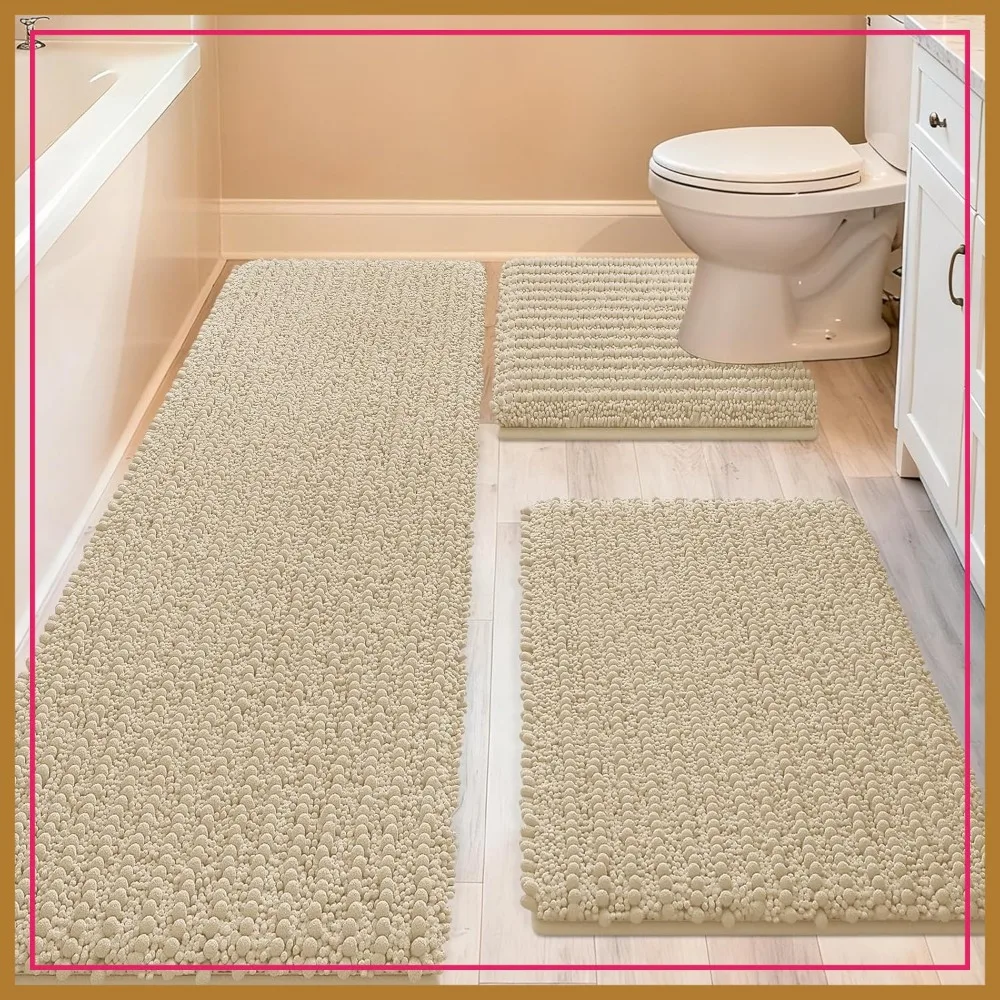 Upgrade Extra Large Beige Bathroom Rug Set 3 Pieces Ultra Soft, Thick Absorbent Bath Mats, Non Slip Chenille Toilet Mat
Upgrade Extra Large Beige Bathroom Rug Set 3 Pieces Ultra Soft, Thick Absorbent Bath Mats, Non Slip Chenille Toilet Mat