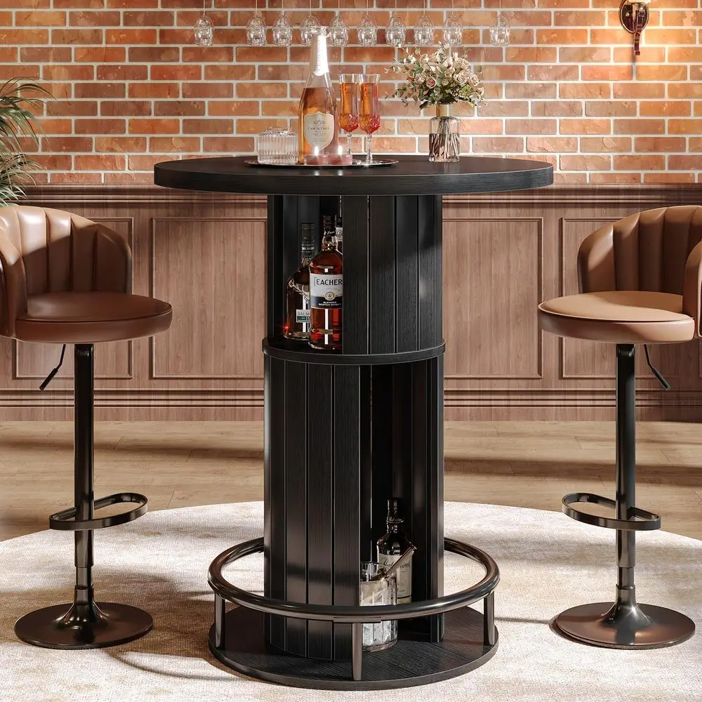 Industrial Style 39.4 High Wooden Bar Table with Storage and Metal Footrest for Kitchen Dining, Bistro, or Coffee Bar Use
Industrial Style 39.4 High Wooden Bar Table with Storage and Metal Footrest for Kitchen Dining, Bistro, or Coffee Bar Use