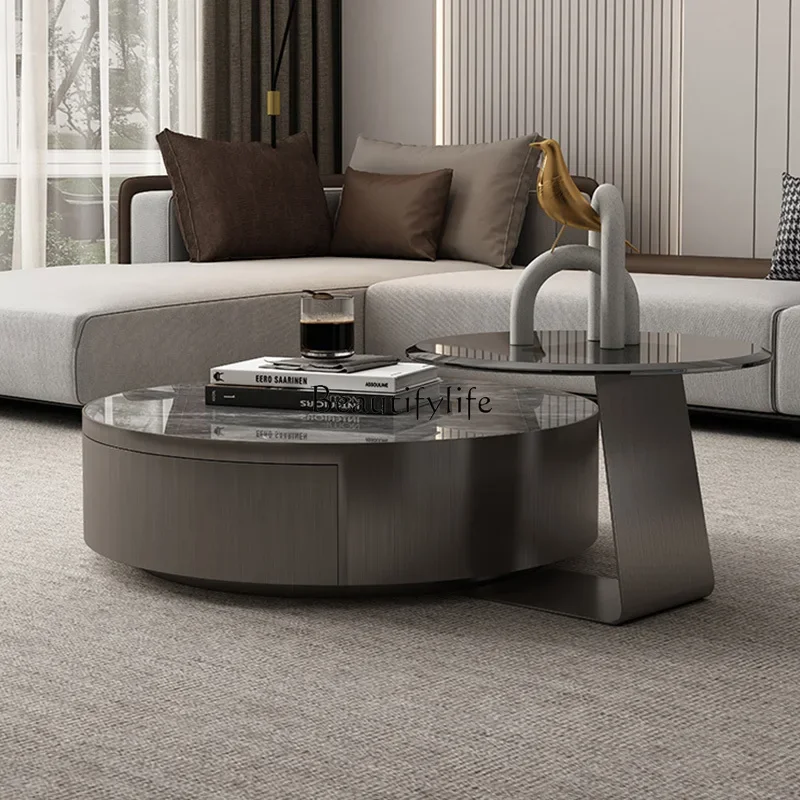 FG10*Light Luxury Minimalist Stainless Steel Round Coffee Table with Drawer Slate
FG10*Light Luxury Minimalist Stainless Steel Round Coffee Table with Drawer Slate