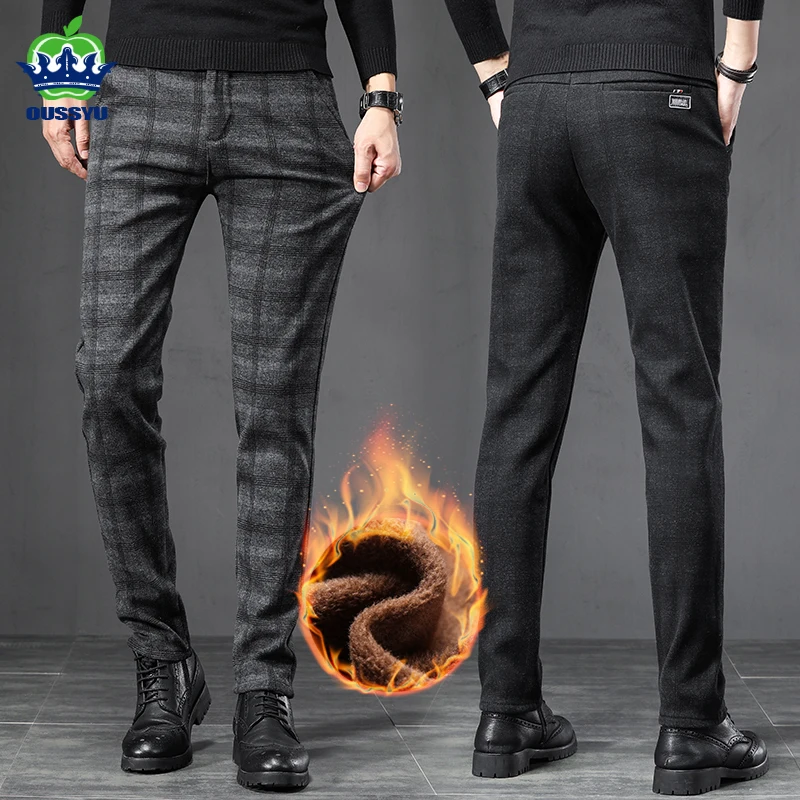 Winter Fleece Warm Pants Men England Plaid High Quality Business Slim Cotton Long Trousers Male Black Gray Pant Big Size 28-38
Winter Fleece Warm Pants Men England Plaid High Quality Business Slim Cotton Long Trousers Male Black Gray Pant Big Size 28-38