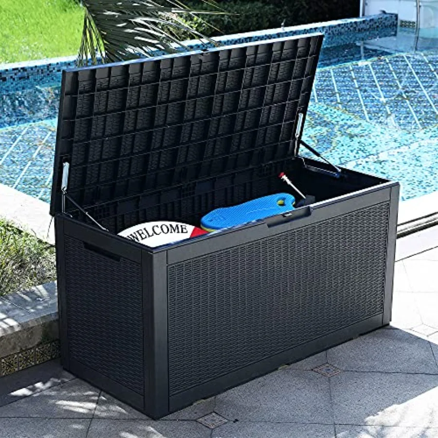100 Gallon Large Deck Box Outdoor Resin Storage Boxes for Patio Furniture Outdoor Cushions Garden Tools Water Resistant and Loc
100 Gallon Large Deck Box Outdoor Resin Storage Boxes for Patio Furniture Outdoor Cushions Garden Tools Water Resistant and Loc
