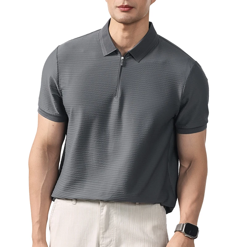 New Men Ice Silk Stretch Business Casual Polo Shirt Men Zipper Lapel Short Sleeve Tops Men Summer Cool Quick Dry Polo Shirts
New Men Ice Silk Stretch Business Casual Polo Shirt Men Zipper Lapel Short Sleeve Tops Men Summer Cool Quick Dry Polo Shirts