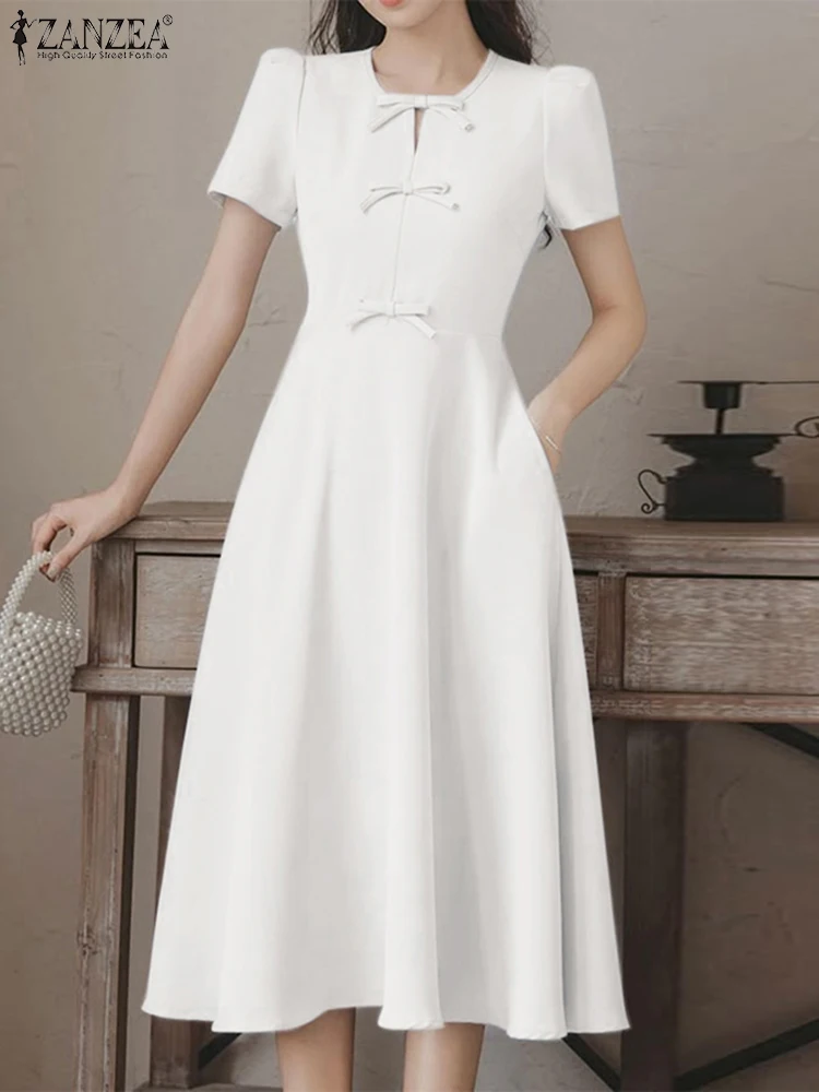 ZANZEA Elegant Long Shirt Dress Women Short Sleeve Sundress 2025 Summer Vestidos Casual Bow Pockest Solid Party Midi Robe Femme
ZANZEA Elegant Long Shirt Dress Women Short Sleeve Sundress 2025 Summer Vestidos Casual Bow Pockest Solid Party Midi Robe Femme