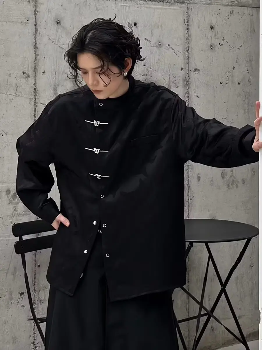 Chinese Style Stand Collar Vintage Butterfly Buckle Shirt Male Loose Casual Jacquard Spring Autumn Tang Costume Shirt Hombre Top
Chinese Style Stand Collar Vintage Butterfly Buckle Shirt Male Loose Casual Jacquard Spring Autumn Tang Costume Shirt Hombre Top