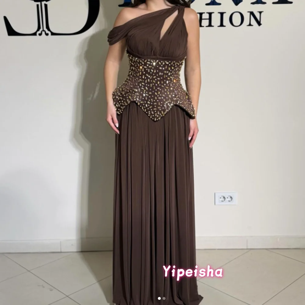 Off Shoulder Prom Dresses Beadings Rhinestones Ruched Pleated A-Line Evening Gowns Vestidos De Festa Customized
Off Shoulder Prom Dresses Beadings Rhinestones Ruched Pleated A-Line Evening Gowns Vestidos De Festa Customized