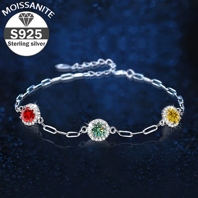 925 Sterling Silver 1.5ct Moissanite Charm Bracelet, Sparkling Gemstone Jewelry for Daily Wear, Valentine's Day, Luxury Gift
925 Sterling Silver 1.5ct Moissanite Charm Bracelet, Sparkling Gemstone Jewelry for Daily Wear, Valentine's Day, Luxury Gift