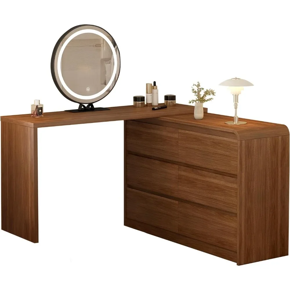 Makeup Vanity Desk with Full Aluminum HD Lighted Mirror, 50-90in Extendable Modern Dressing Table, 6-Drawer Storage Cabinet with
Makeup Vanity Desk with Full Aluminum HD Lighted Mirror, 50-90in Extendable Modern Dressing Table, 6-Drawer Storage Cabinet with