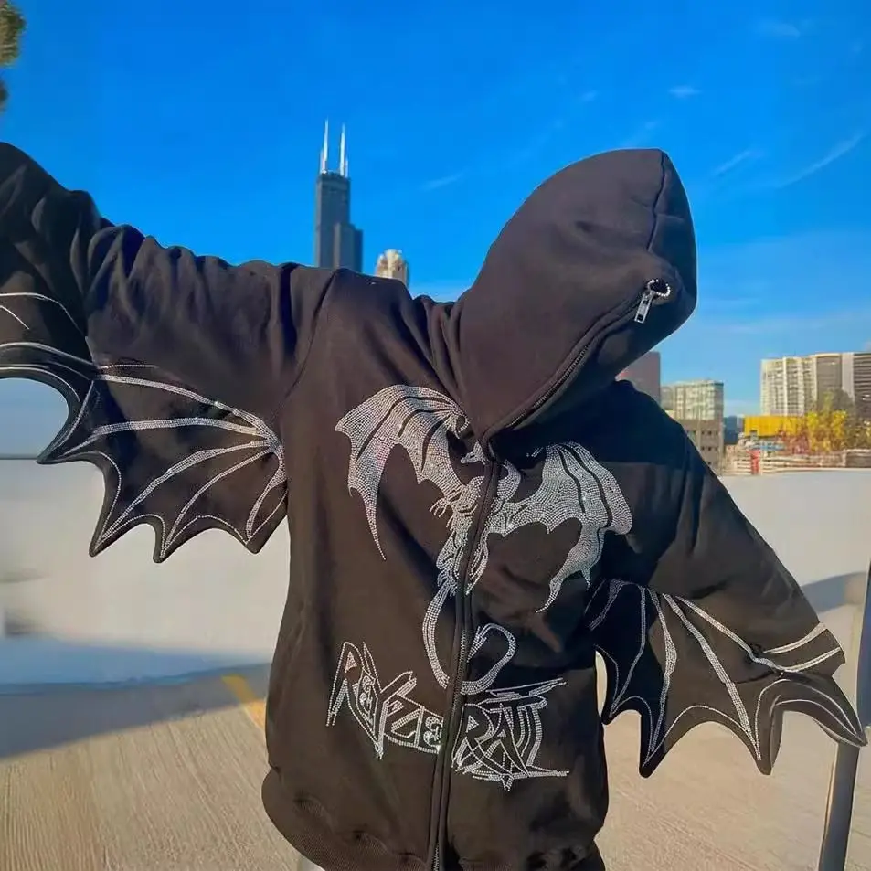 Fashion Vintage Wing Patchwork Streetwear Long Sleeved Zipper Hoodie Women Autumn Niche Printed Rhinestone Casual Women Y2k Top
Fashion Vintage Wing Patchwork Streetwear Long Sleeved Zipper Hoodie Women Autumn Niche Printed Rhinestone Casual Women Y2k Top