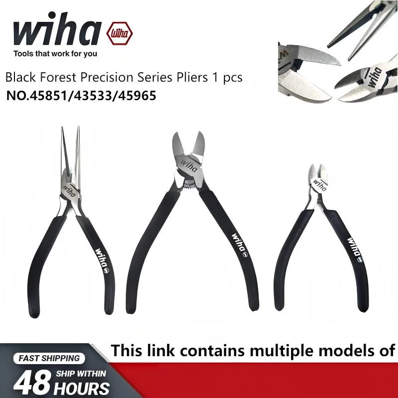 Wiha 45851/43533/45965 Black Forest precision series sharp-nosed pliers, water-jaw pliers, pliers with diagonal jaws, hand tools
Wiha 45851/43533/45965 Black Forest precision series sharp-nosed pliers, water-jaw pliers, pliers with diagonal jaws, hand tools