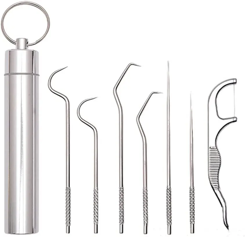 Dental Pick Portable,Stainless Steel Tooth Pick Set,Reusable Tooth Stains Remover Dental Tool,Teeth Cleaning Tools(7PCS/Set)
Dental Pick Portable,Stainless Steel Tooth Pick Set,Reusable Tooth Stains Remover Dental Tool,Teeth Cleaning Tools(7PCS/Set)