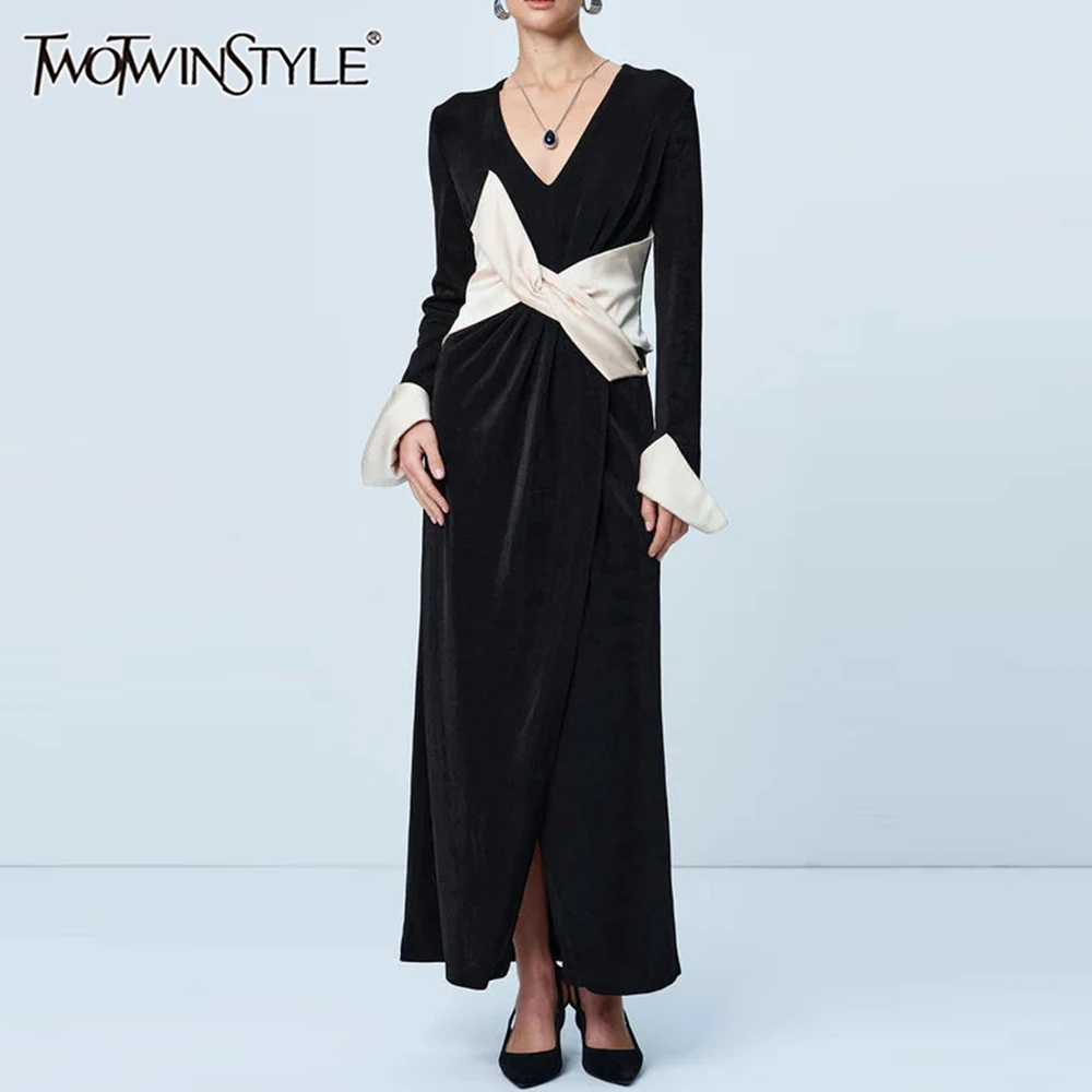 TWOTWINSTYLE модные утягивающие платья с цветными блоками для женщин, v-образный вырез, длинные рукава, лоскутное меховое платье миди, темпераментное женское новое платье
TWOTWINSTYLE модные утягивающие платья с цветными блоками для женщин, v-образный вырез, длинные рукава, лоскутное меховое платье миди, темпераментное женское новое платье