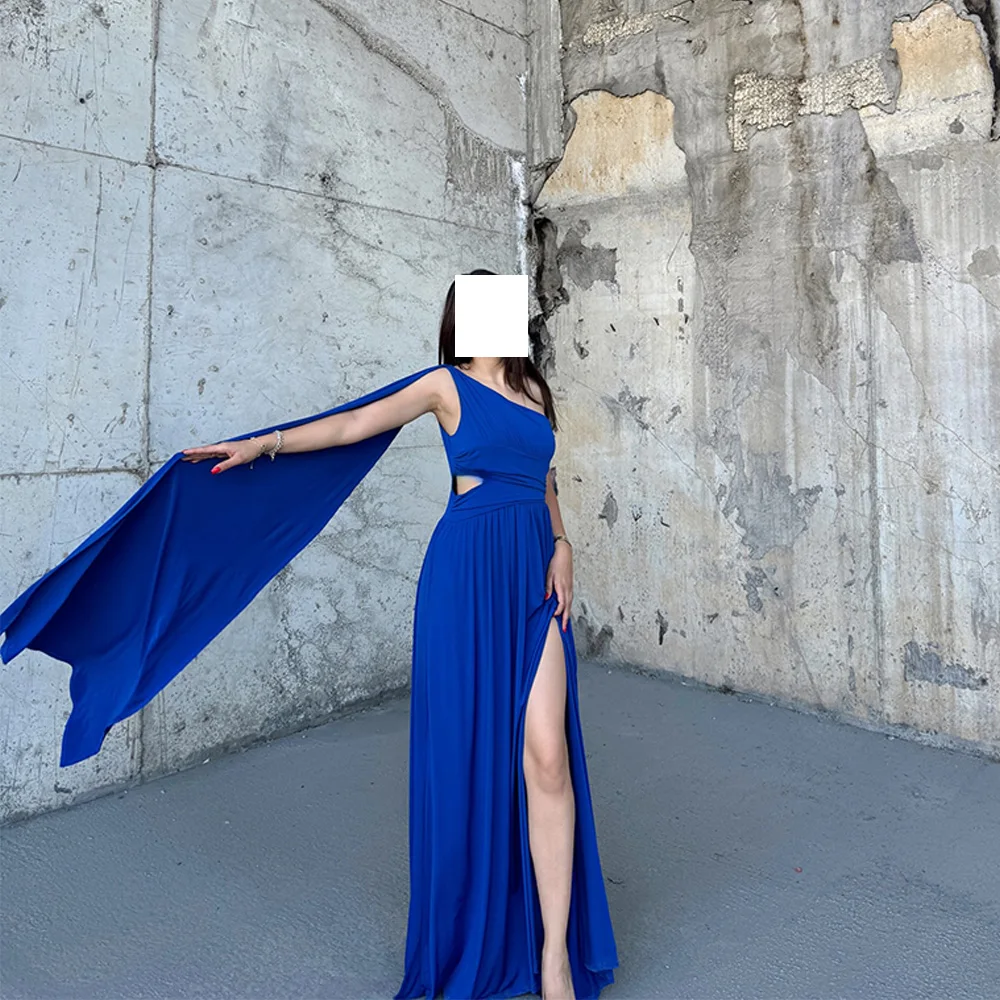 Exquisite Court Train One Shoulder Chiffon Front Slit Evening Dresses Temperament A-Line Floor Length Sleeveless Party Dress
Exquisite Court Train One Shoulder Chiffon Front Slit Evening Dresses Temperament A-Line Floor Length Sleeveless Party Dress