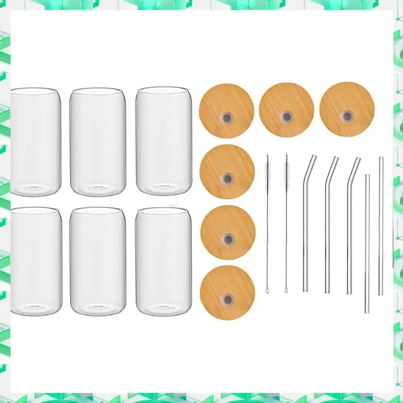 FIZP, 6 шт., набор стаканов для питья, 16 унций, прозрачная кофейная чашка со льдом, 6 бамбуковыми крышками и 6 стеклянными соломинками
FIZP, 6 шт., набор стаканов для питья, 16 унций, прозрачная кофейная чашка со льдом, 6 бамбуковыми крышками и 6 стеклянными соломинками