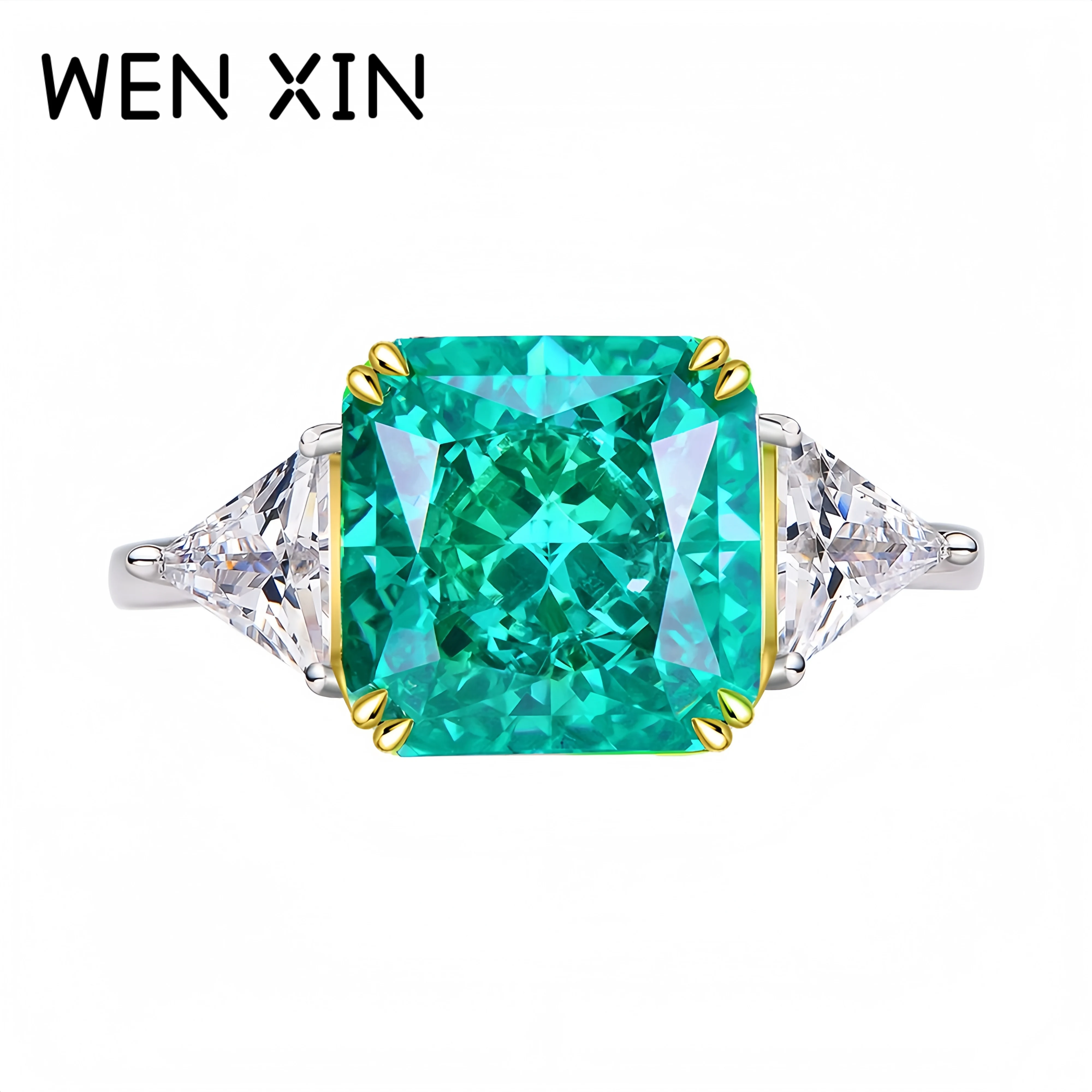 WENXIN Роскошные квадратные кольца Параиба 8 карат 10 мм, выращенные в лаборатории высокоуглеродистый бриллиант, кольцо из стерлингового серебра 925 пробы, ювелирные изделия для женщин 
WENXIN Роскошные квадратные кольца Параиба 8 карат 10 мм, выращенные в лаборатории высокоуглеродистый бриллиант, кольцо из стерлингового серебра 925 пробы, ювелирные изделия для женщин