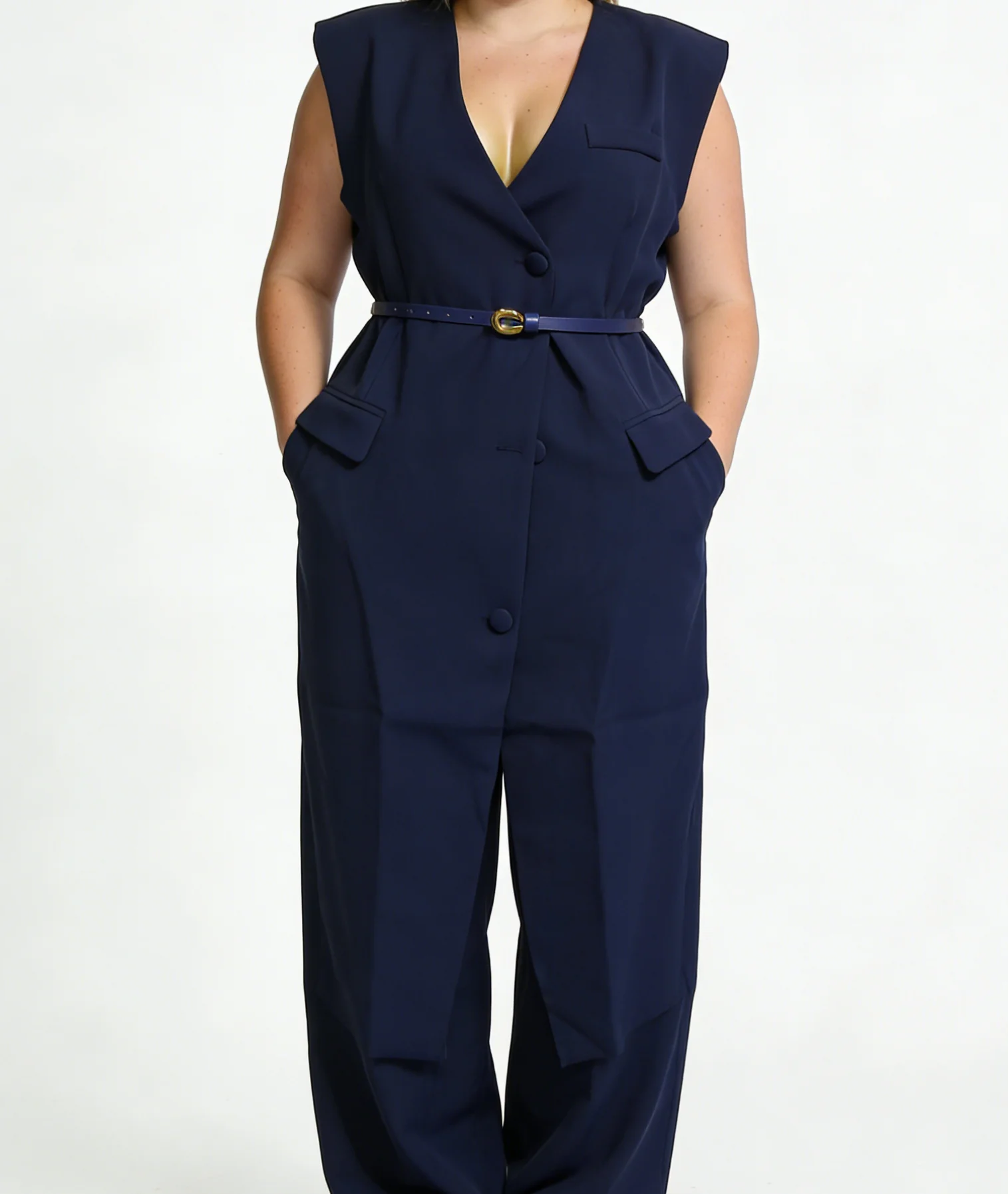 New summer style, flap pocket detailing, belted V-neck sleeveless fashionable and elegant midi dress-GZXX006
New summer style, flap pocket detailing, belted V-neck sleeveless fashionable and elegant midi dress-GZXX006