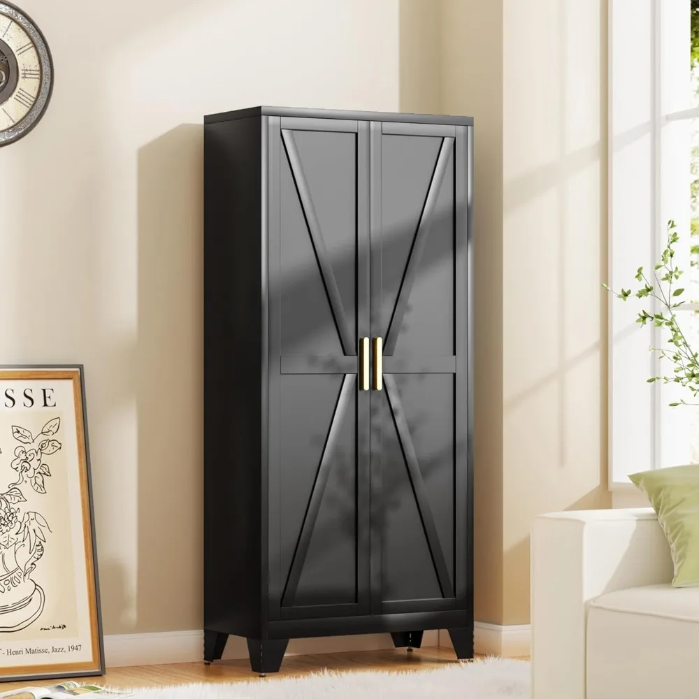 61H Metal Storage Cabinet with 2 Doors and 4 Shelves,Farmhouse Storage Cabinet with Barn Doors,Pantry Storage
61H Metal Storage Cabinet with 2 Doors and 4 Shelves,Farmhouse Storage Cabinet with Barn Doors,Pantry Storage