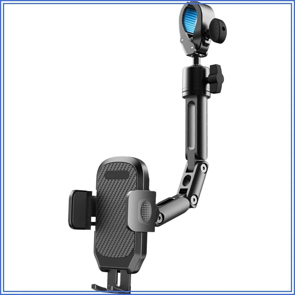 Universal Car Rear View Mirror Phone Holder - Aluminum Alloy, 360° Rotation, Fits 4-7 Inch Phones
