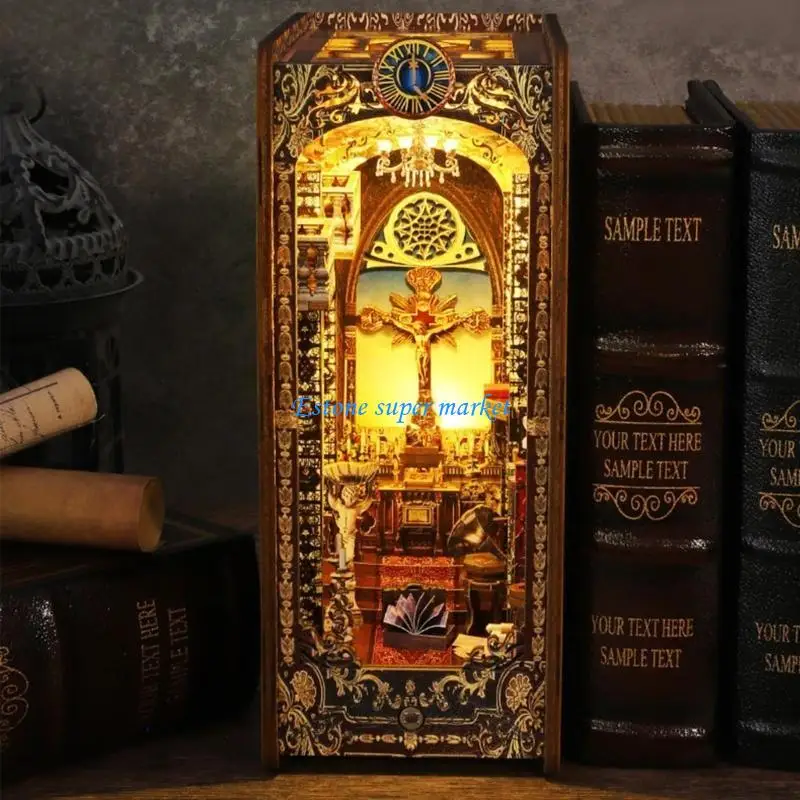 090B BookNook DIY Dollhouse Bookend Church Model Building with LED Light Gift for Teens and Adults
090B BookNook DIY Dollhouse Bookend Church Model Building with LED Light Gift for Teens and Adults