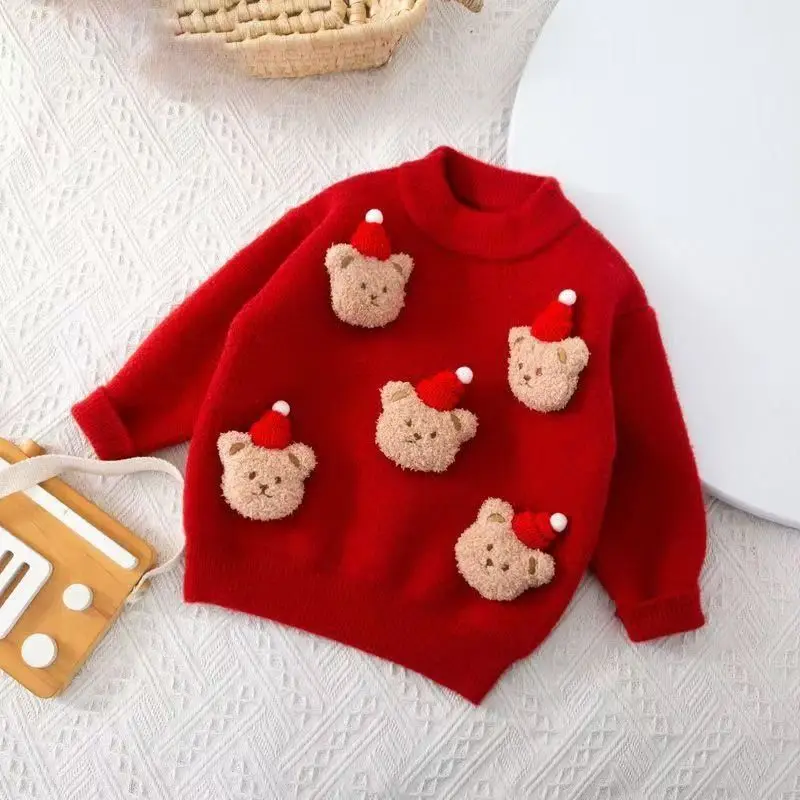 Girls Pullover Sweater Children's Plush And Thickened Baby Girls Christmas Cartoon Girls New Year Clothes Red Knitwear Top
Girls Pullover Sweater Children's Plush And Thickened Baby Girls Christmas Cartoon Girls New Year Clothes Red Knitwear Top