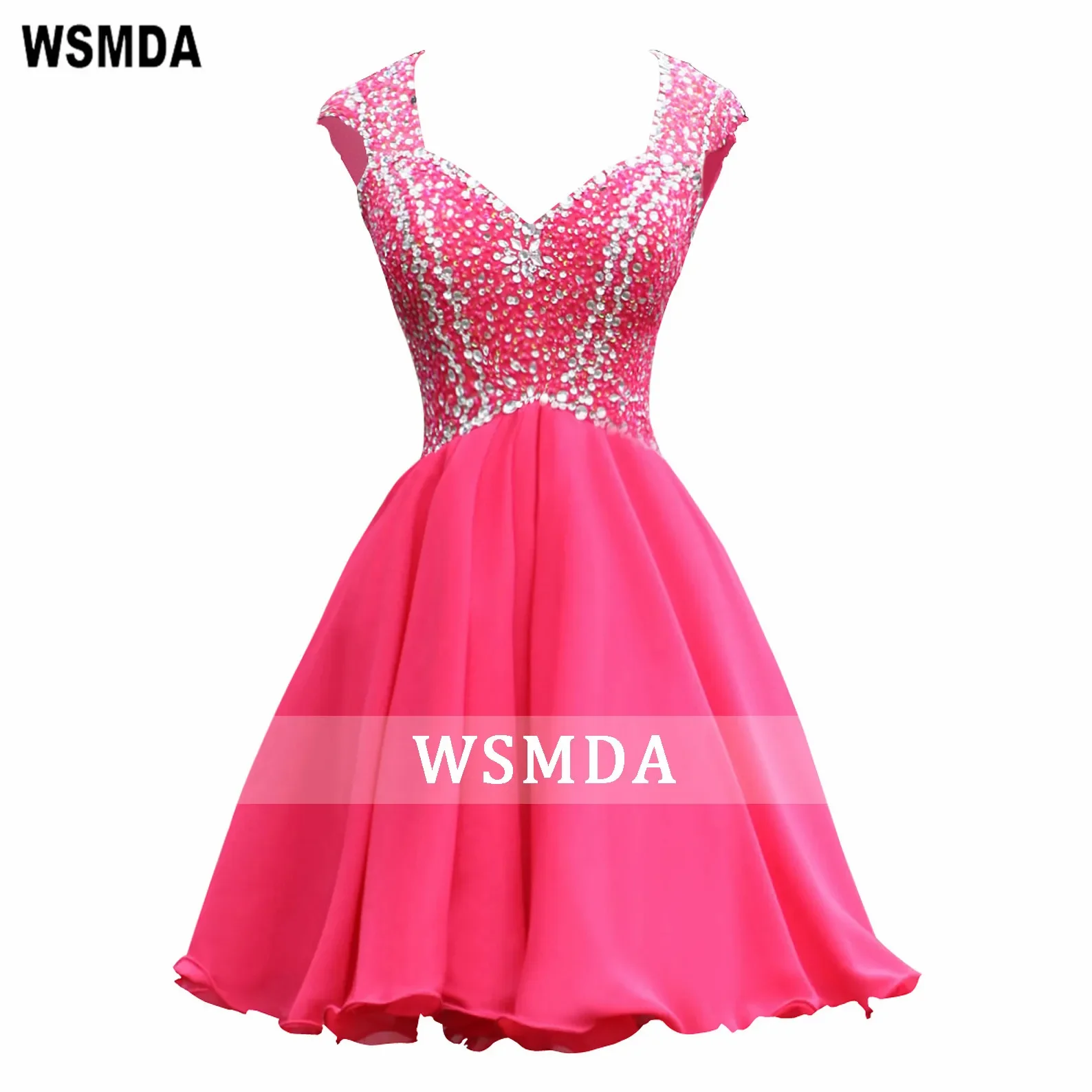 Hot Pink Sweetheart Open Back Short Chiffon Homecoming Dress Rhinestones Beads Mini Gown for Teen Party Prom Dresses
Hot Pink Sweetheart Open Back Short Chiffon Homecoming Dress Rhinestones Beads Mini Gown for Teen Party Prom Dresses