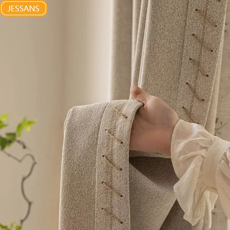 Linen Cream Colored Jacquard Thickened Blackout Curtains for Living Room Bedroom Partition Curtains Customized Finished Products
Linen Cream Colored Jacquard Thickened Blackout Curtains for Living Room Bedroom Partition Curtains Customized Finished Products