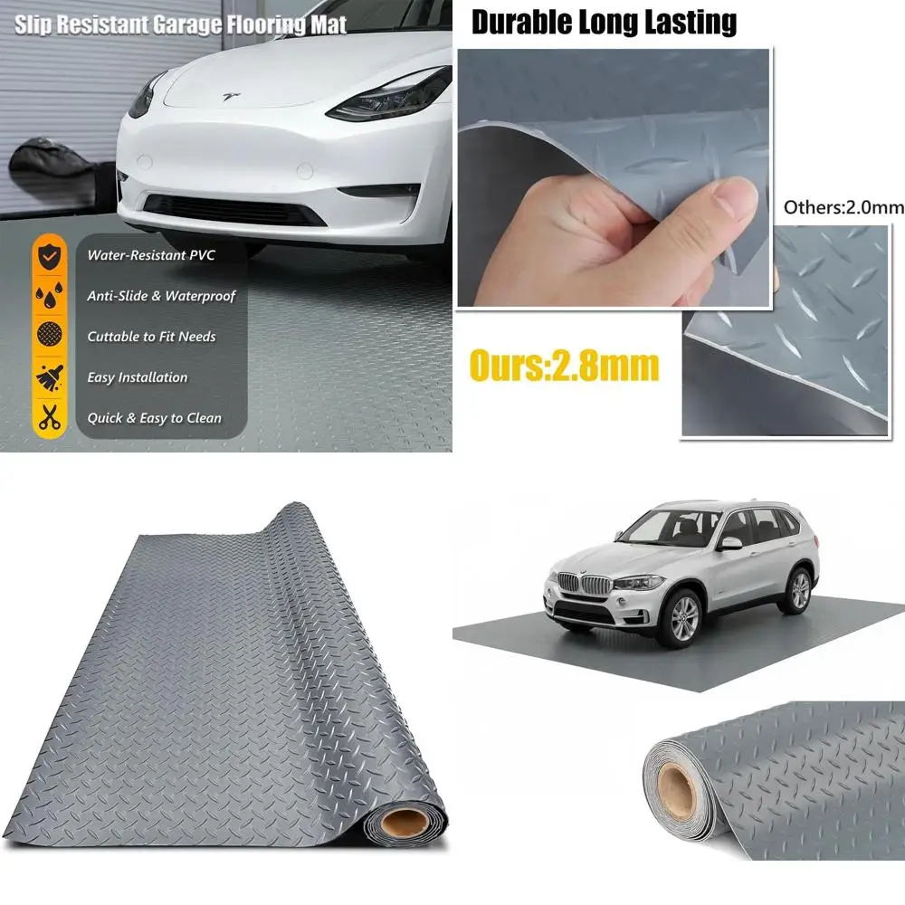 Thick PVC Garage Floor Mat - Heavy-Duty Waterproof Non-Slip Protector for Cars, Trailers, SUVs, Basements, Gyms (4ft x 8ft) - Gr
Thick PVC Garage Floor Mat - Heavy-Duty Waterproof Non-Slip Protector for Cars, Trailers, SUVs, Basements, Gyms (4ft x 8ft) - Gr