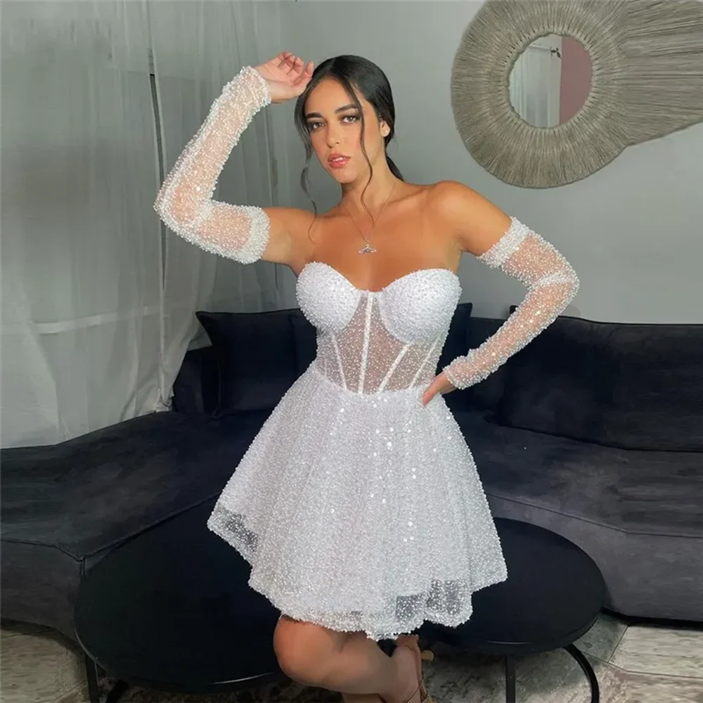 Women vestidos de gala Sweetheart Collar Shiny Sequins A-line Prom Party Dress Backless Short Mini Prom Gown Women
Women vestidos de gala Sweetheart Collar Shiny Sequins A-line Prom Party Dress Backless Short Mini Prom Gown Women