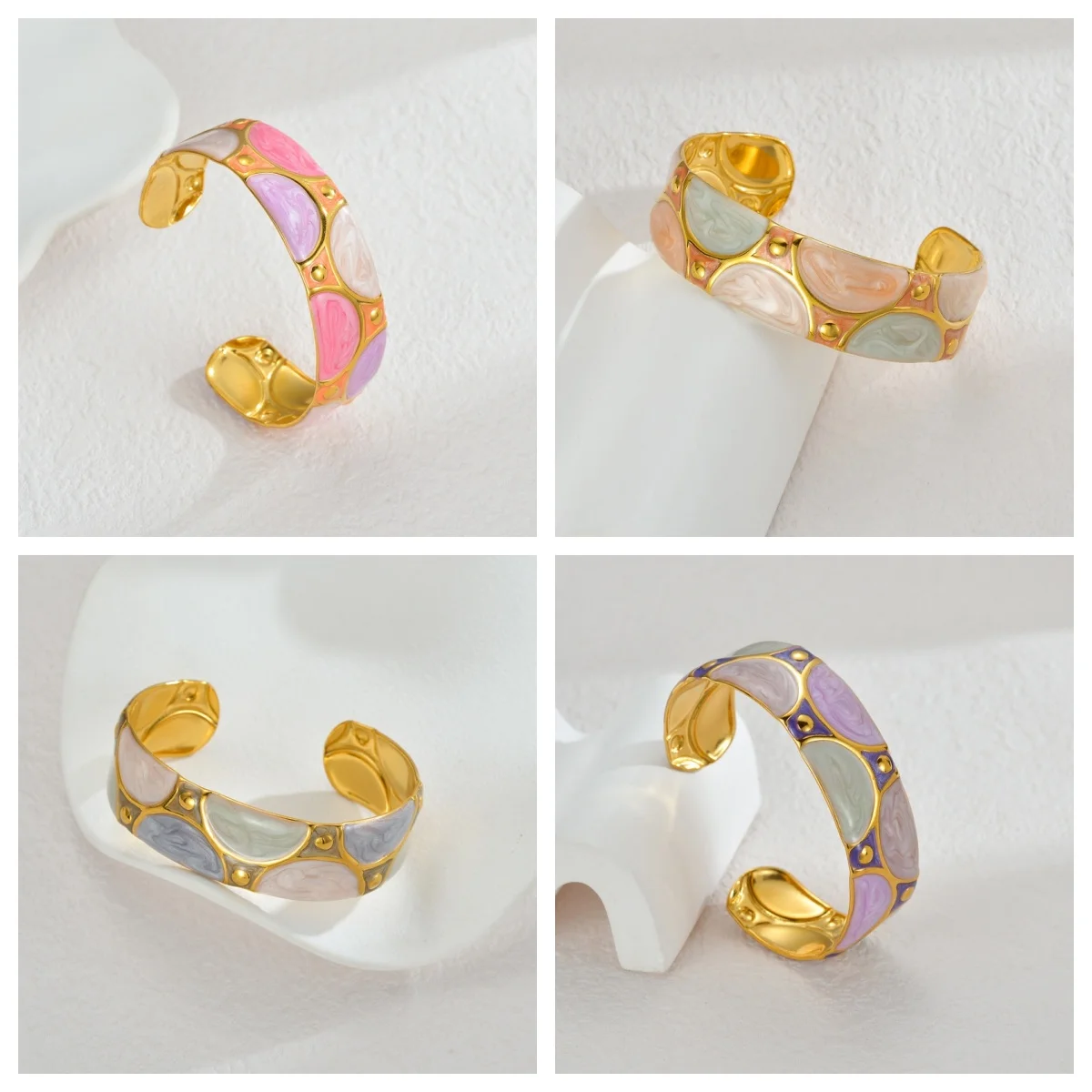 Art Deco Colorful 316L Stainless Steel C Shape Cuff Bracelets Enamel Pink Blue Purple Open Bangles Statement Jewelry For Women
Art Deco Colorful 316L Stainless Steel C Shape Cuff Bracelets Enamel Pink Blue Purple Open Bangles Statement Jewelry For Women