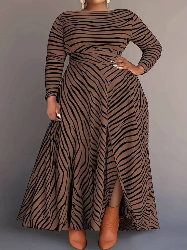 Plus Size Women's Long Dresses Pleated A-Line Business Casual Water Ripples Round Neck Long Sleeve Split Maxi Dress Vestidos
Plus Size Women's Long Dresses Pleated A-Line Business Casual Water Ripples Round Neck Long Sleeve Split Maxi Dress Vestidos