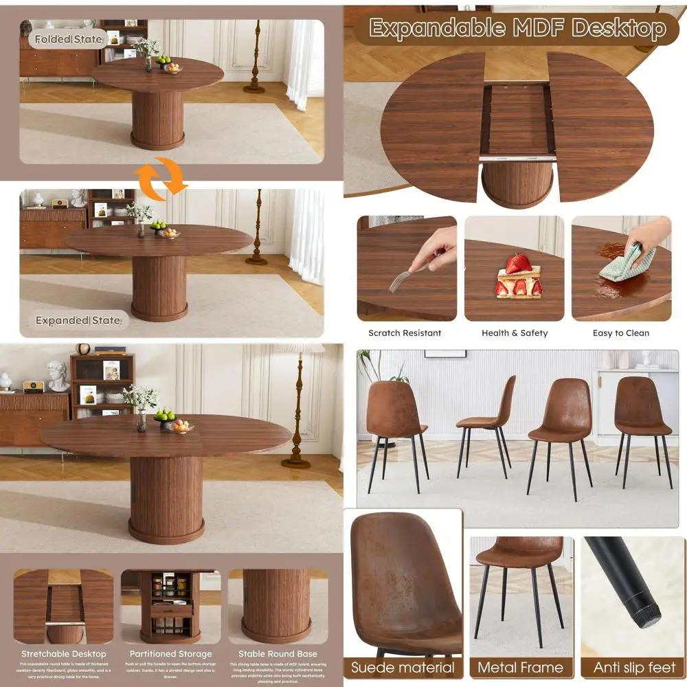 6-Piece Expandable Wooden Dining Set With Storage Base
6-Piece Expandable Wooden Dining Set With Storage Base