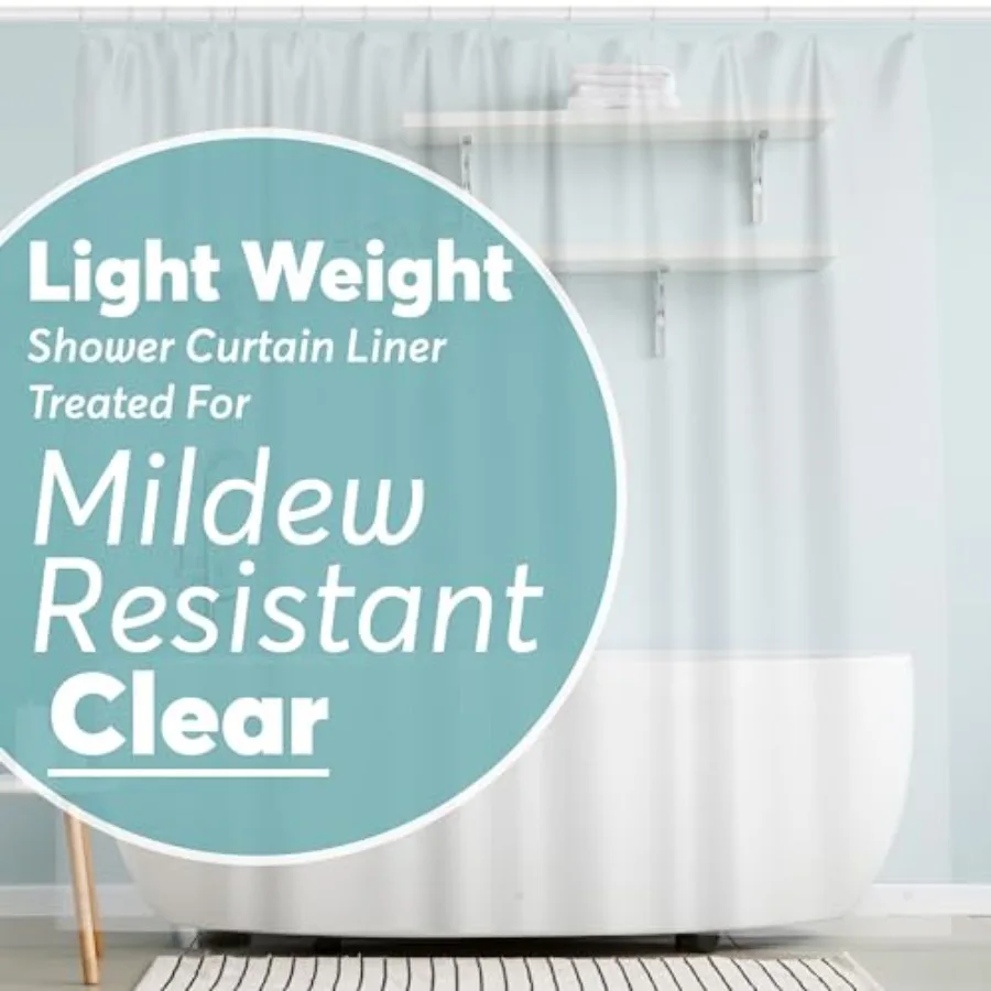 Shower Curtain Liner 72 x 72 PEVA Light Weight Shower Curtain with 12 Rustproof Metal Grommet and 3 Magnetic Weights Odor Free
Shower Curtain Liner 72 x 72 PEVA Light Weight Shower Curtain with 12 Rustproof Metal Grommet and 3 Magnetic Weights Odor Free