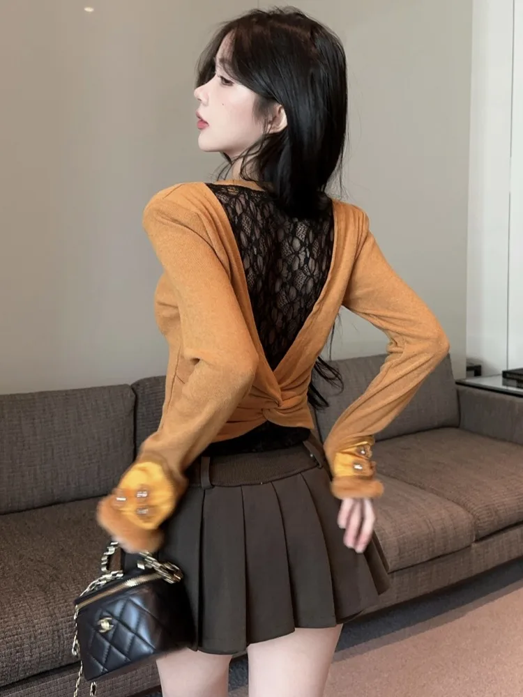 Sexy Lace See-through Backless Long Sleeve Top And Half-length Skirt Set Sweet-and-Spicy Style Korean Version Slim Fit Winter...
Sexy Lace See-through Backless Long Sleeve Top And Half-length Skirt Set Sweet-and-Spicy Style Korean Version Slim Fit Winter...