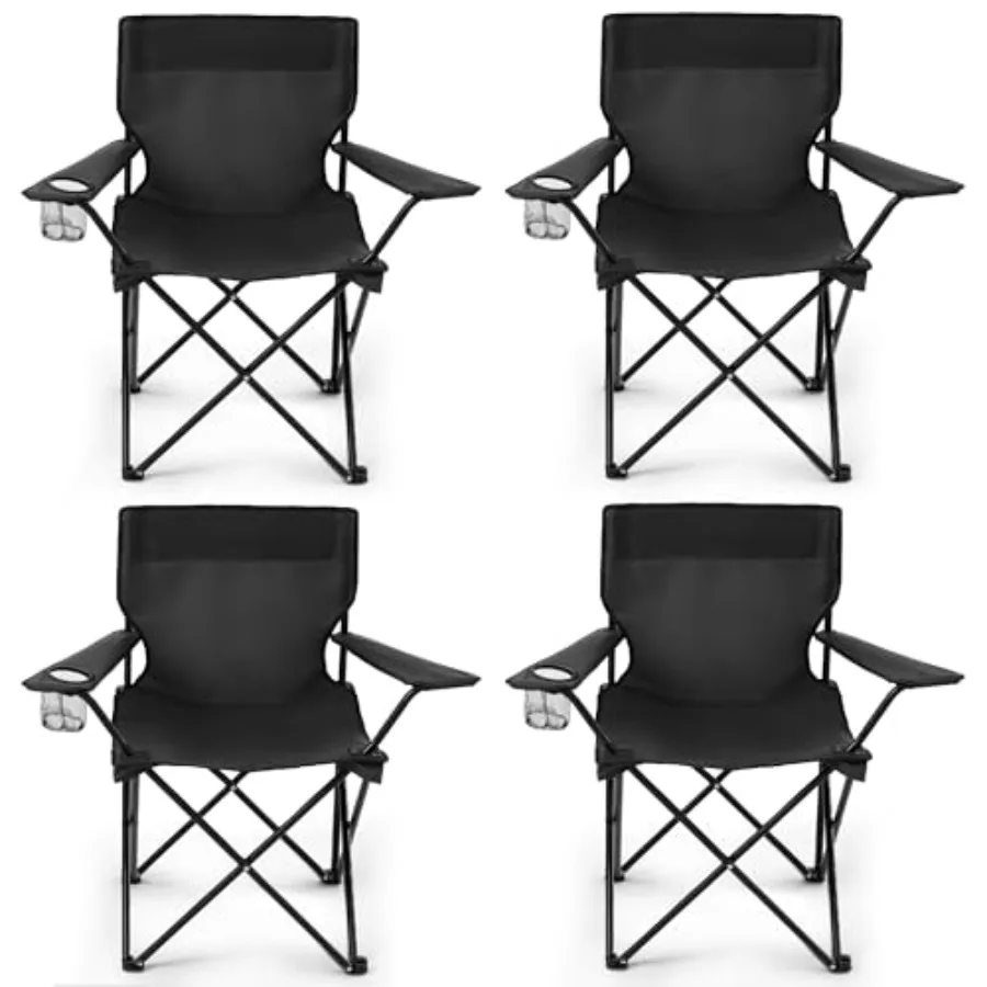 4 Pack Folding Camping Chairs for Adults, Black Steel Frame with Polyester Fabric, Compact Portable Design with Carry Bag Cup H
4 Pack Folding Camping Chairs for Adults, Black Steel Frame with Polyester Fabric, Compact Portable Design with Carry Bag Cup H