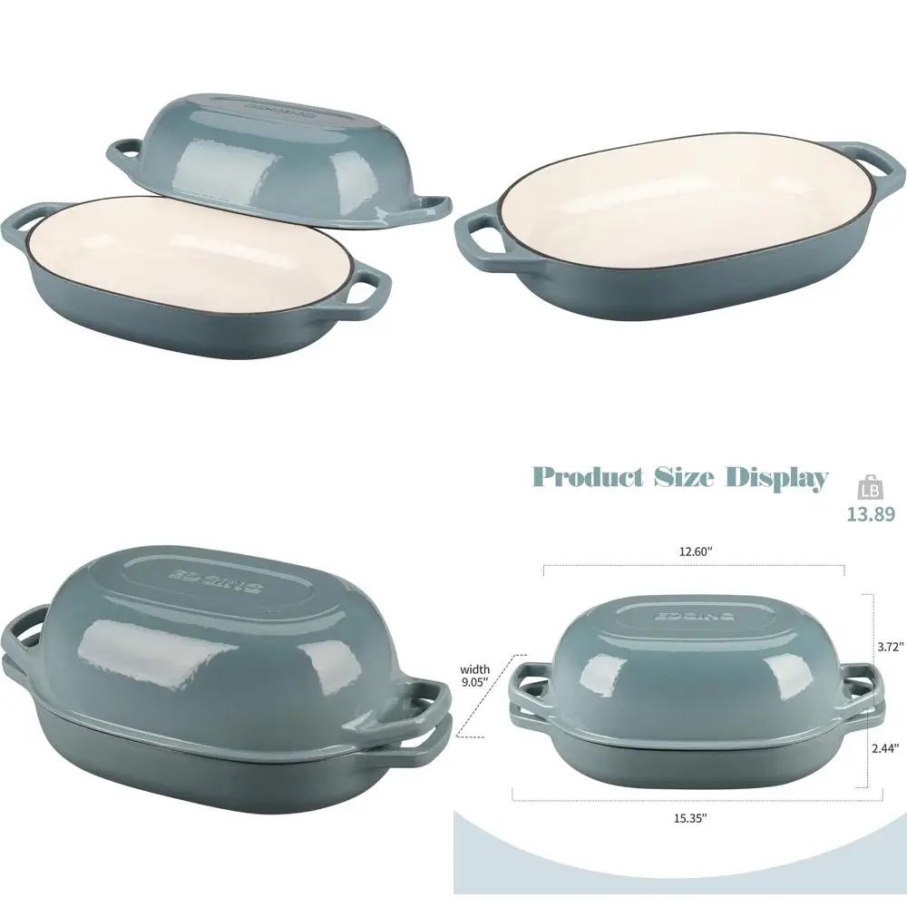 Овальная чугунная эмалированная жаровня с крышкой, 7-квартовая, идеально подходит для выпечки хлеба и многого другого
Овальная чугунная эмалированная жаровня с крышкой, 7-квартовая, идеально подходит для выпечки хлеба и многого другого