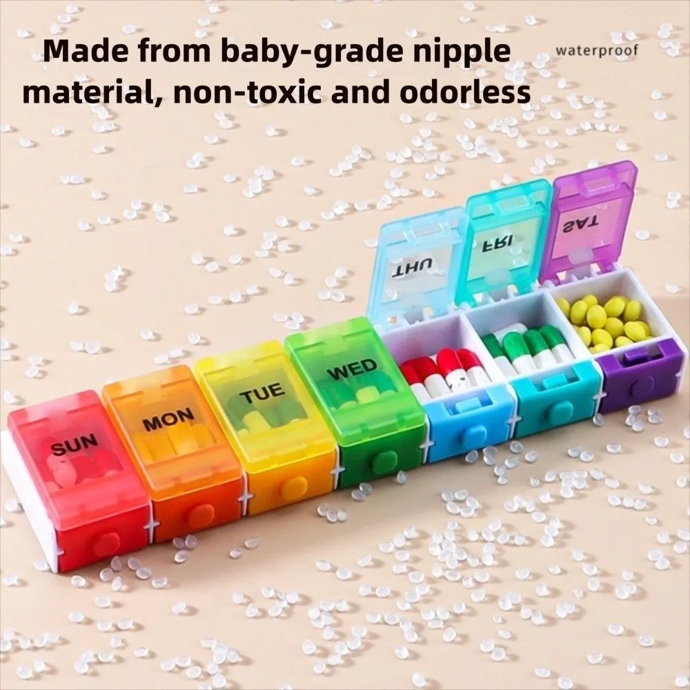 7 Grid Button-Press Lid Pill Box Pill Dispenser 7 Days Weekly Pillbox Tablet Holder Leak-Proof with Compartments
7 Grid Button-Press Lid Pill Box Pill Dispenser 7 Days Weekly Pillbox Tablet Holder Leak-Proof with Compartments