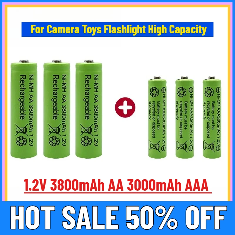 1.2V 3800mAh AA 3000mAh AAA Rechargeable Batteries Ni-MH with Low Self-Discharge for Camera Toys Flashlight High Capacity
1.2V 3800mAh AA 3000mAh AAA Rechargeable Batteries Ni-MH with Low Self-Discharge for Camera Toys Flashlight High Capacity