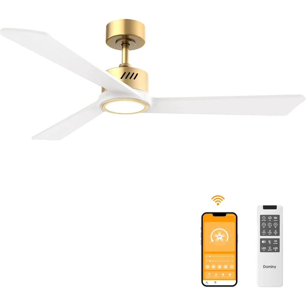 Natural Solid Wood White and Gold 52 inch Ceiling Fan with Light,3 Blades,6CCT,Low Profile Ceiling Fan with Light and Remote Co
Natural Solid Wood White and Gold 52 inch Ceiling Fan with Light,3 Blades,6CCT,Low Profile Ceiling Fan with Light and Remote Co