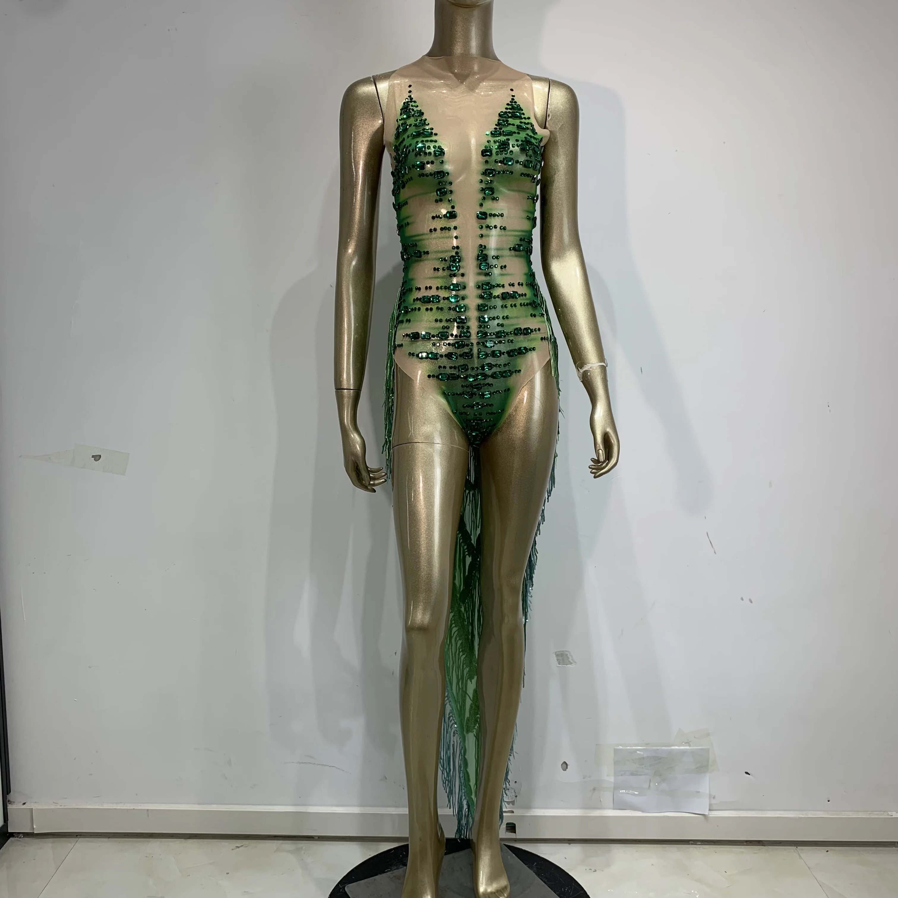 Shining Green Diamond Tassel Bodysuits Sexy Sheer Transparent Nightclub Evening Party Singer Dancer Stage Performance Outfitr
Shining Green Diamond Tassel Bodysuits Sexy Sheer Transparent Nightclub Evening Party Singer Dancer Stage Performance Outfitr