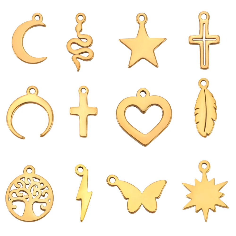 COOLTIME 5pcs/lot Exquisite Pendant Stainless Steel Tree of Life Moon Star Cross Snake Pendant Charms for Jewelry Making Wholesa
COOLTIME 5pcs/lot Exquisite Pendant Stainless Steel Tree of Life Moon Star Cross Snake Pendant Charms for Jewelry Making Wholesa