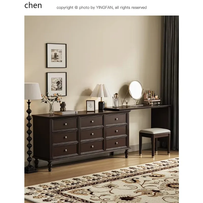 Retro Dressing Table and Chest of Drawers Integrated Solid Wood Bedroom Multi-layer Storage Cabinet
Retro Dressing Table and Chest of Drawers Integrated Solid Wood Bedroom Multi-layer Storage Cabinet