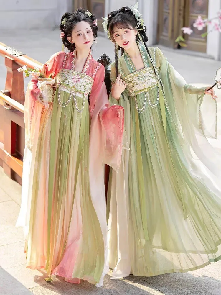 Chinese Hanfu Dress Women Traditional Embroidered Hanfu Female Cosplay Costume Gradient Pink&Green Hanfu Dress Tang Suits
Chinese Hanfu Dress Women Traditional Embroidered Hanfu Female Cosplay Costume Gradient Pink&Green Hanfu Dress Tang Suits
