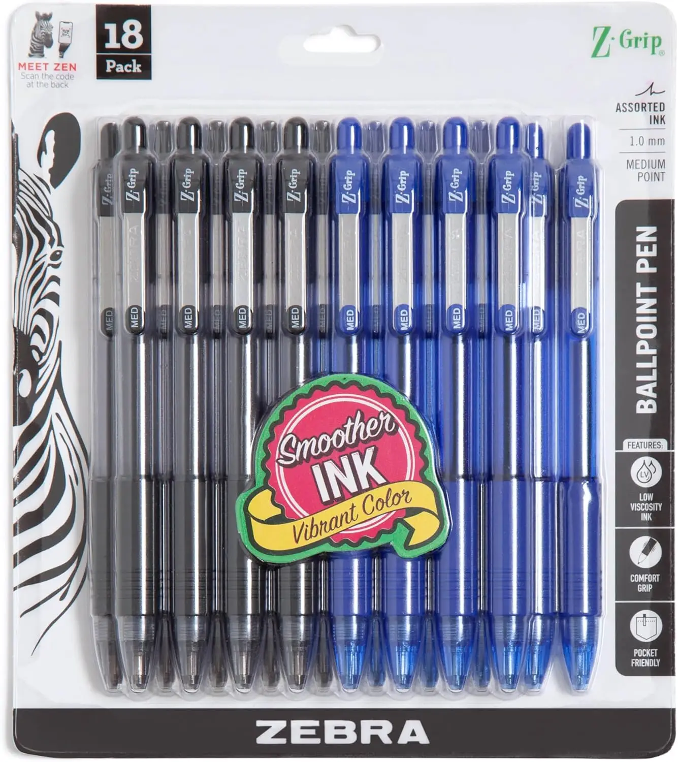 Retractable Ballpoint Pen Set, 18-Pack, Smooth Black & Blue Ink, 1.0mm Medium Point, Comfort Grip for Office School Writing
Retractable Ballpoint Pen Set, 18-Pack, Smooth Black & Blue Ink, 1.0mm Medium Point, Comfort Grip for Office School Writing