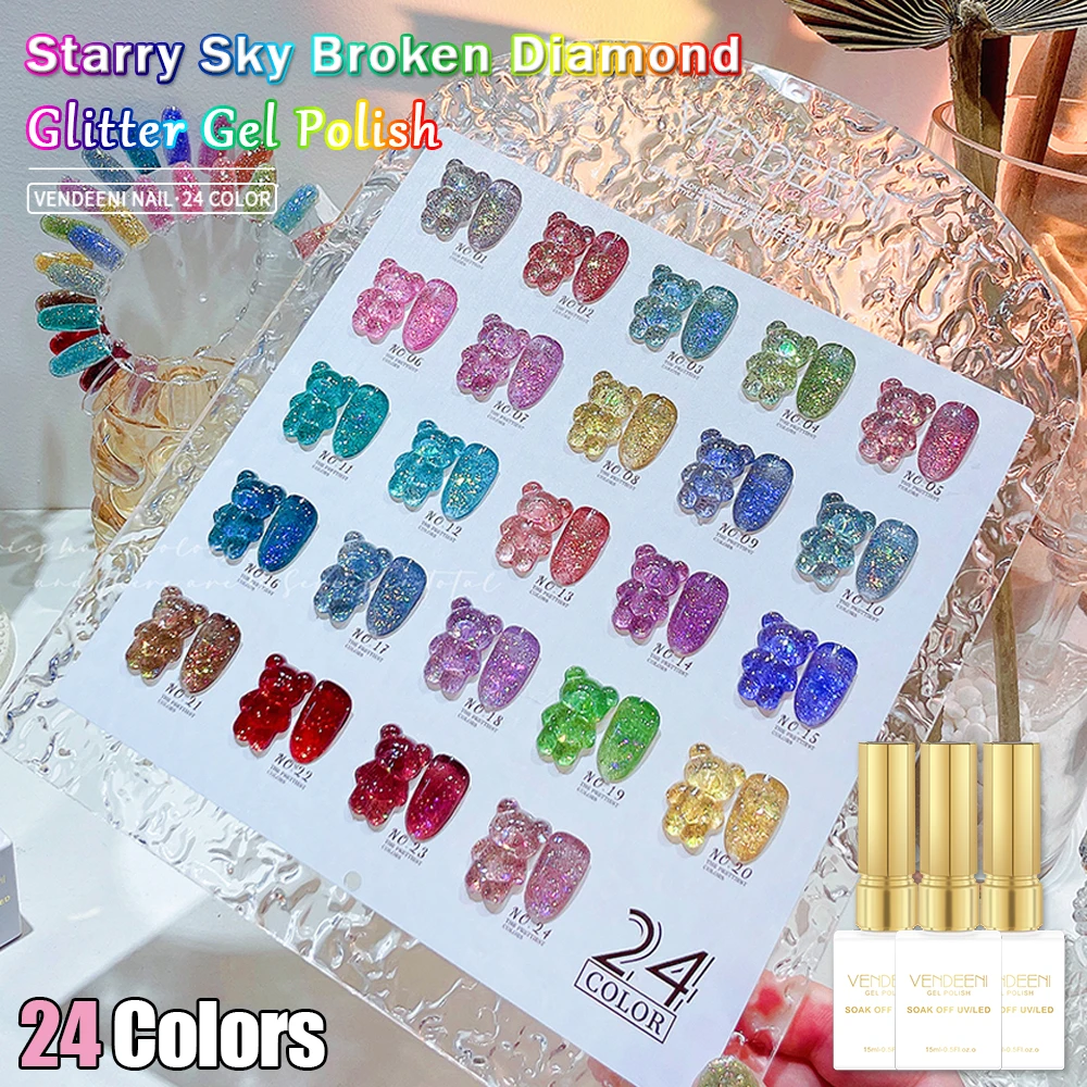 Vendeeni 24 Colors/Set Starry Sky Glitter Gel Nail Polish Semi Permanent Sparkling UV LED Gel Lacquer Flash Nail Art Gel Varnish
Vendeeni 24 Colors/Set Starry Sky Glitter Gel Nail Polish Semi Permanent Sparkling UV LED Gel Lacquer Flash Nail Art Gel Varnish