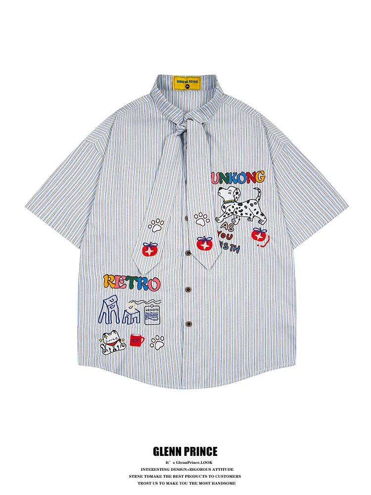 GPstudio Cartoon Spot Dog Embroidered Short Sleeve Shirt Men's Summer Korean Style College Wind Striped Shirt Loose Fit Breat...
GPstudio Cartoon Spot Dog Embroidered Short Sleeve Shirt Men's Summer Korean Style College Wind Striped Shirt Loose Fit Breat...