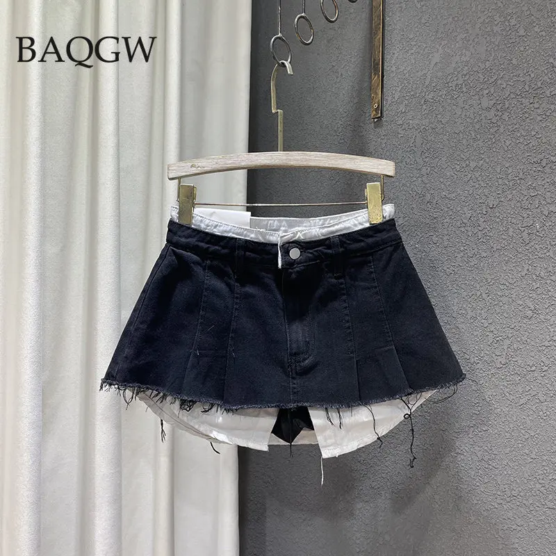 Color Block Tassel Patchwork Summer Fashion Mini Denim Skirt Women Hem Burrs High Waist Loose Wrap Streetwear Hip Skirts
Color Block Tassel Patchwork Summer Fashion Mini Denim Skirt Women Hem Burrs High Waist Loose Wrap Streetwear Hip Skirts