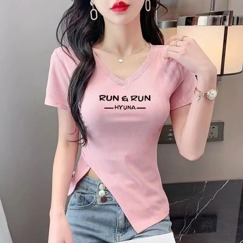 Women's Summer Casual Fashion Simplicity Irregular V-neck Short Sleeve T-Shirt Women Clothes All-match Elegant Temperament Tops
Women's Summer Casual Fashion Simplicity Irregular V-neck Short Sleeve T-Shirt Women Clothes All-match Elegant Temperament Tops