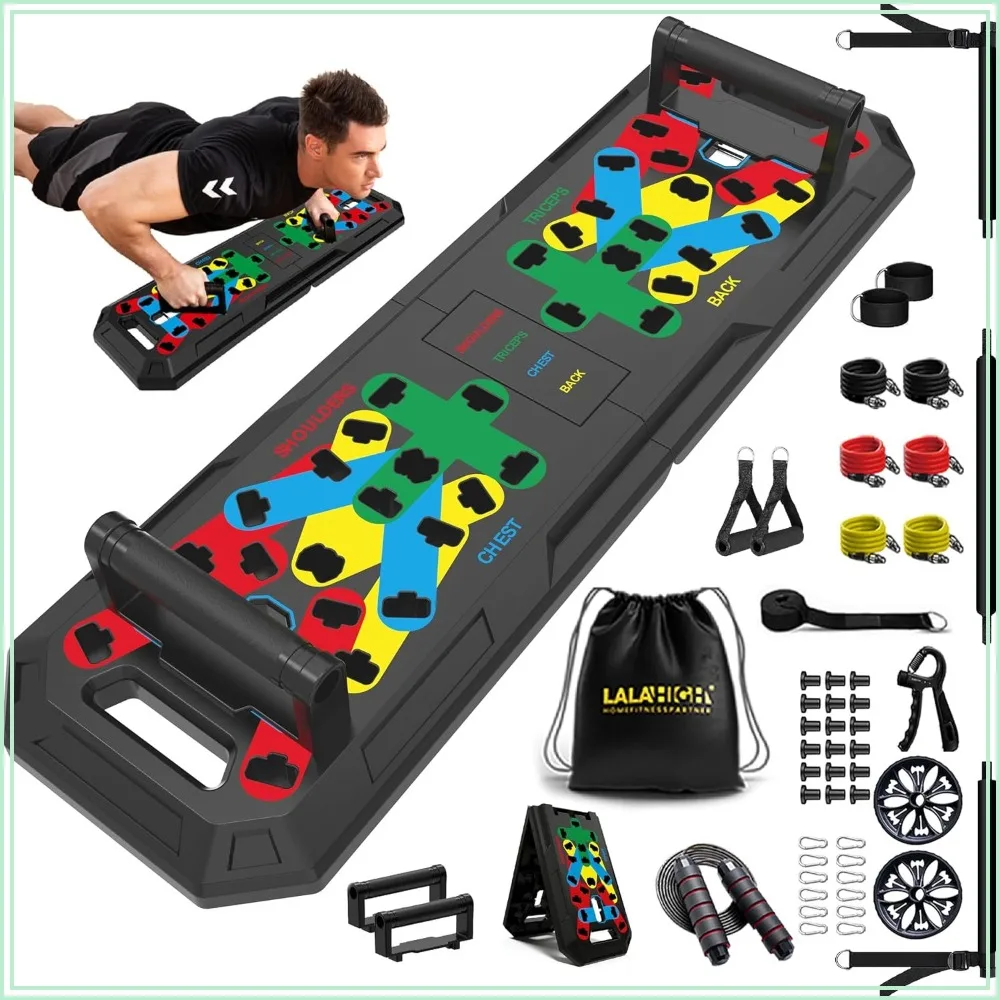 15-in-1 Push Up Board for Full Body Workout, Home Gym Equipment with Resistance Bands, Ab Roller, Pilates Bar
15-in-1 Push Up Board for Full Body Workout, Home Gym Equipment with Resistance Bands, Ab Roller, Pilates Bar